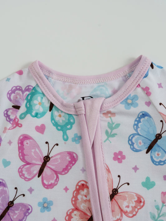Butterfly Star – Butterfly Bamboo Zipper Sleeper – Without Grippers