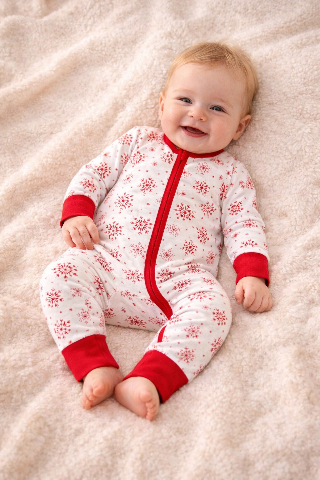 Snowflake Sparkle – Festive Baby Pajama Onesie