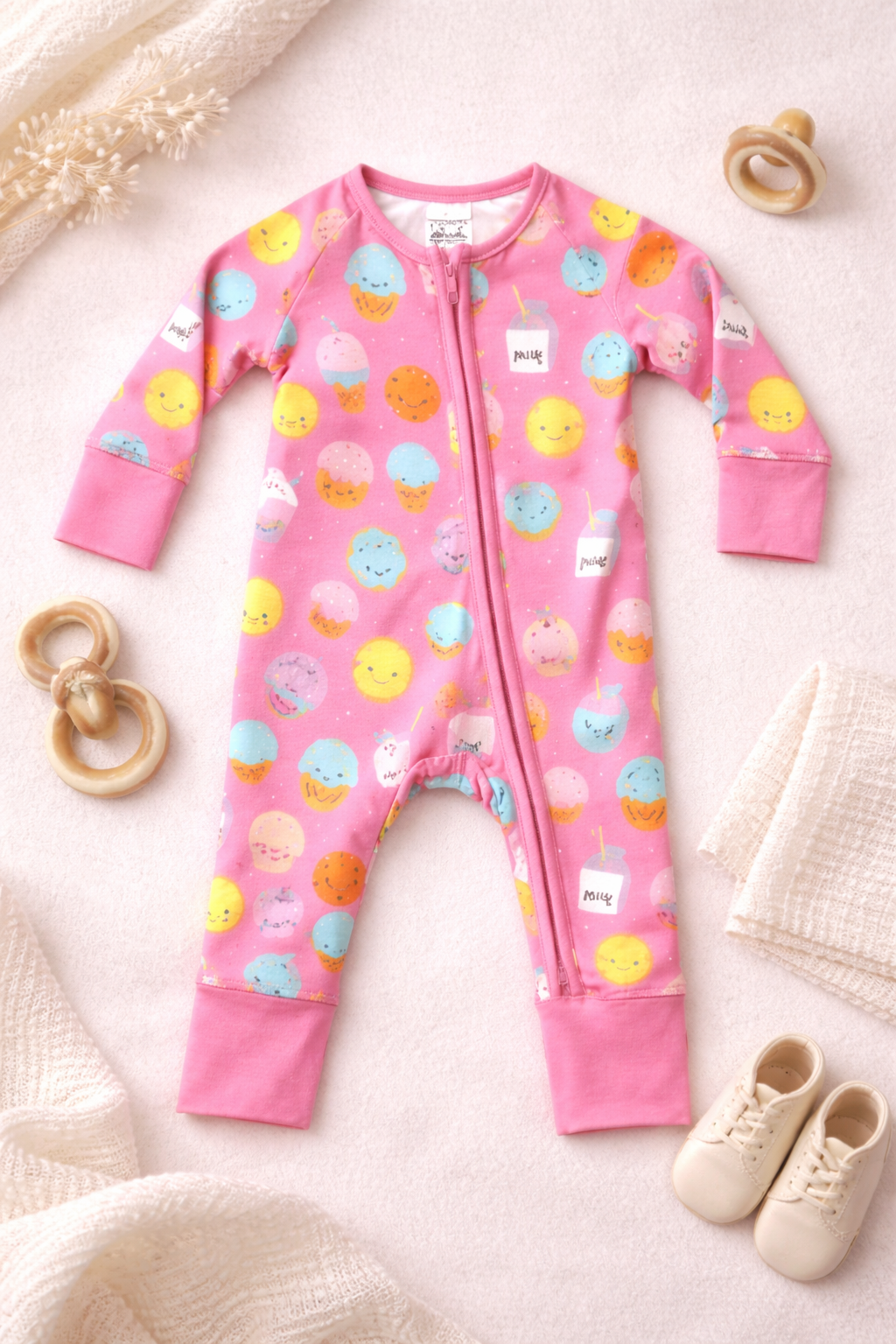 Donut Dream – Dessert Themed Pink Baby Onesie