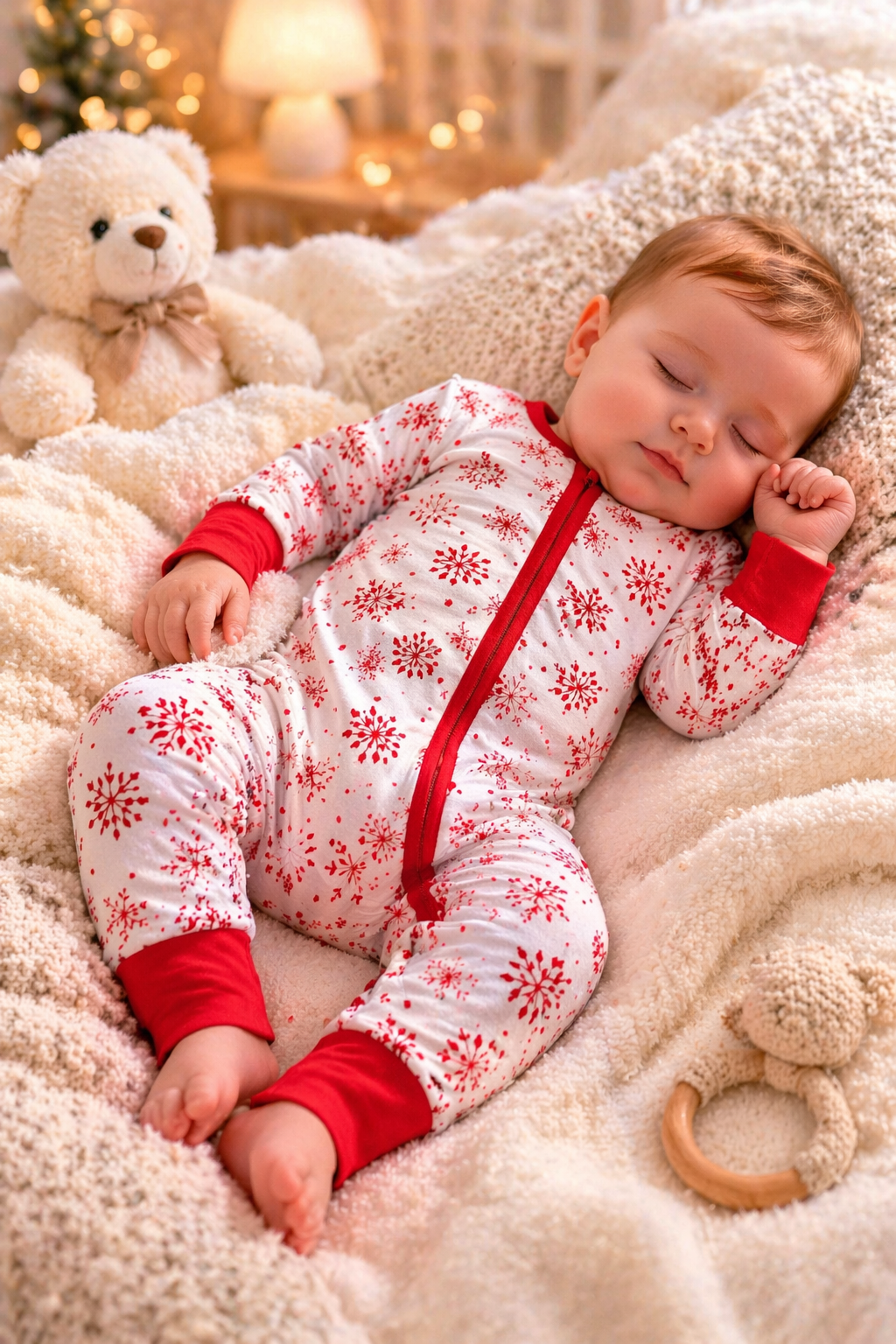 Snowflake Sparkle – Festive Baby Pajama Onesie