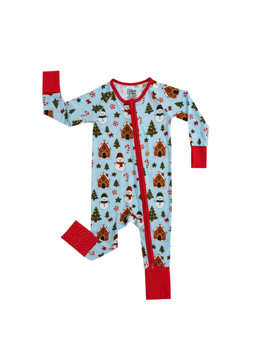 Christmas Cottage – Holiday Bamboo Zipper Sleeper – With Grippers