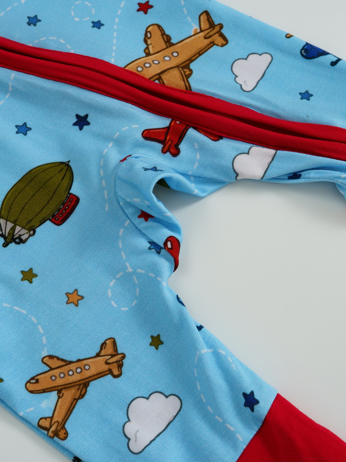 Little Aviators – Airplane Bamboo Zipper Sleeper – With Grippers