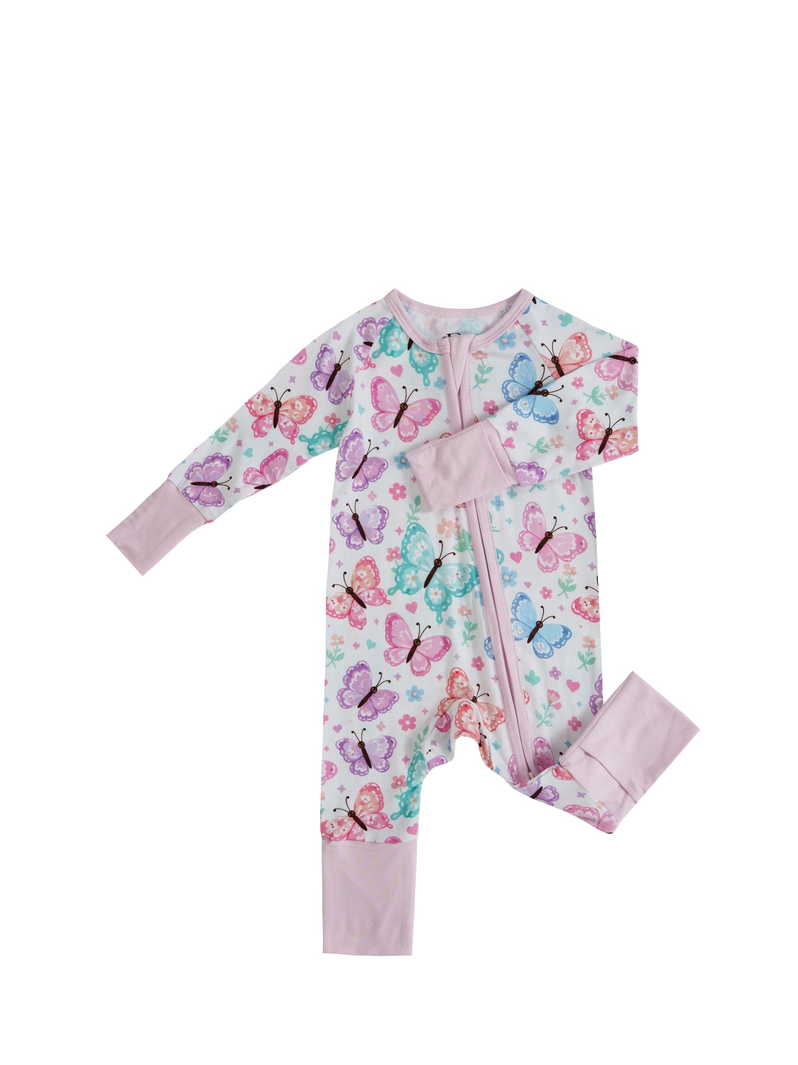 Butterfly Star – Butterfly Bamboo Zipper Sleeper – Without Grippers