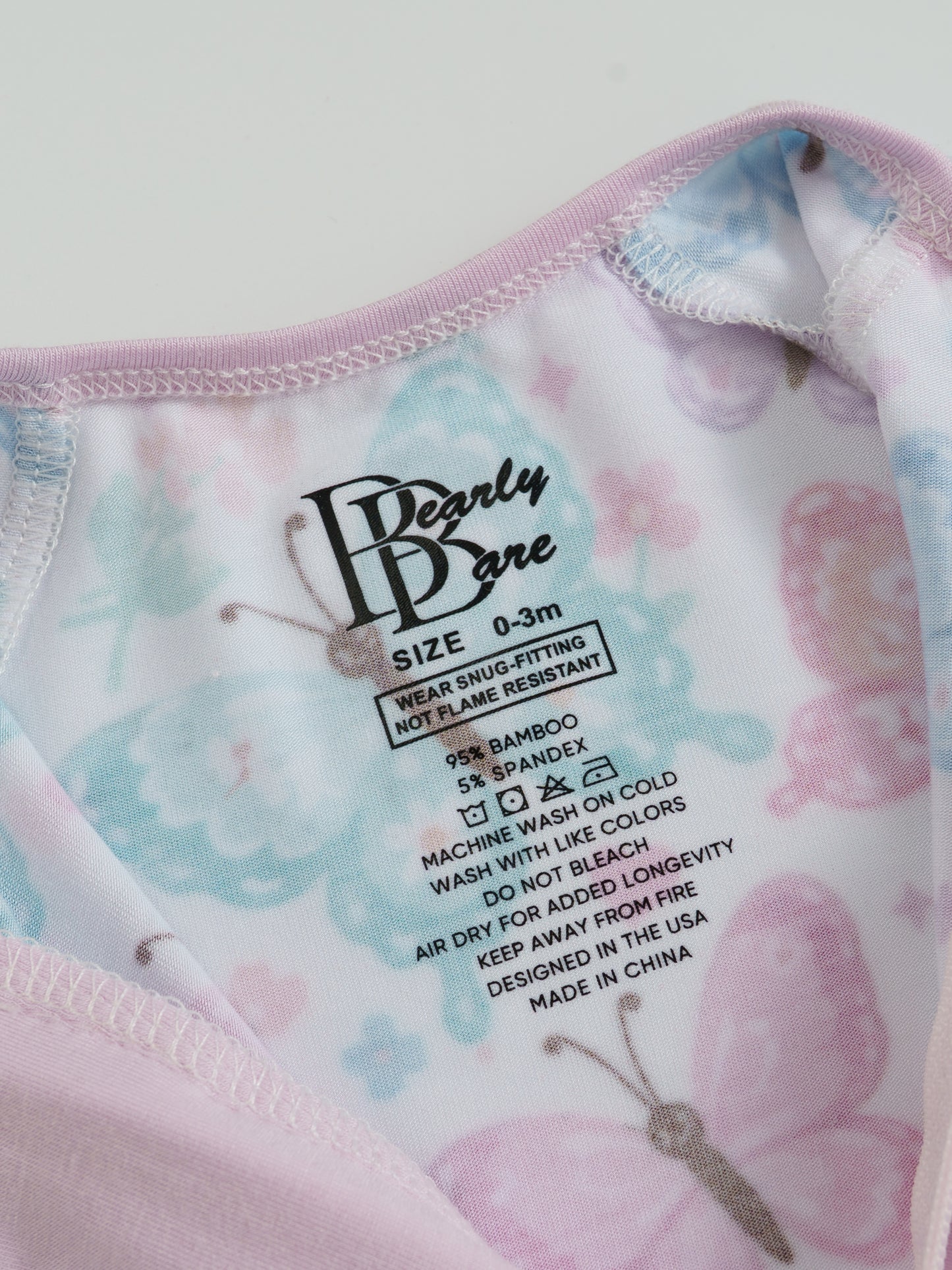 Butterfly Star – Butterfly Bamboo Zipper Sleeper – Without Grippers