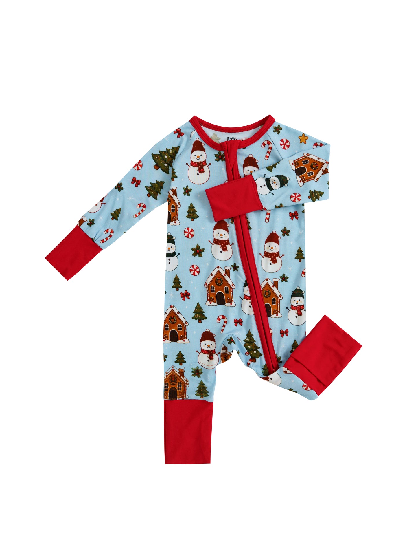 Christmas Cottage – Holiday Bamboo Zipper Sleeper – Without Grippers