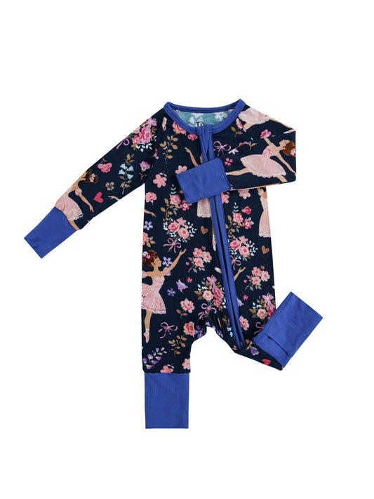 Midnight Ballerina Bamboo Zipper Sleeper – Without Grippers