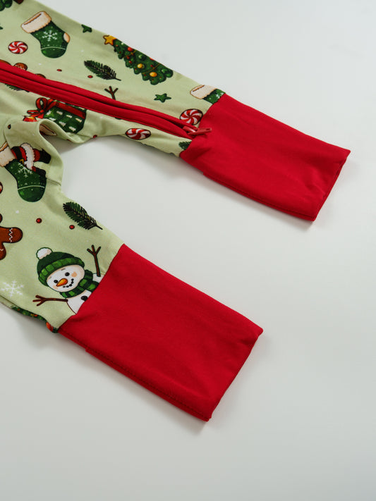 Gingerbread House – Christmas Bamboo Zipper Sleeper – Without Grippers