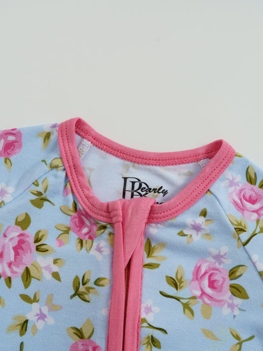 Rosie Bloom – Floral Bamboo Zipper Sleeper – Without Grippers