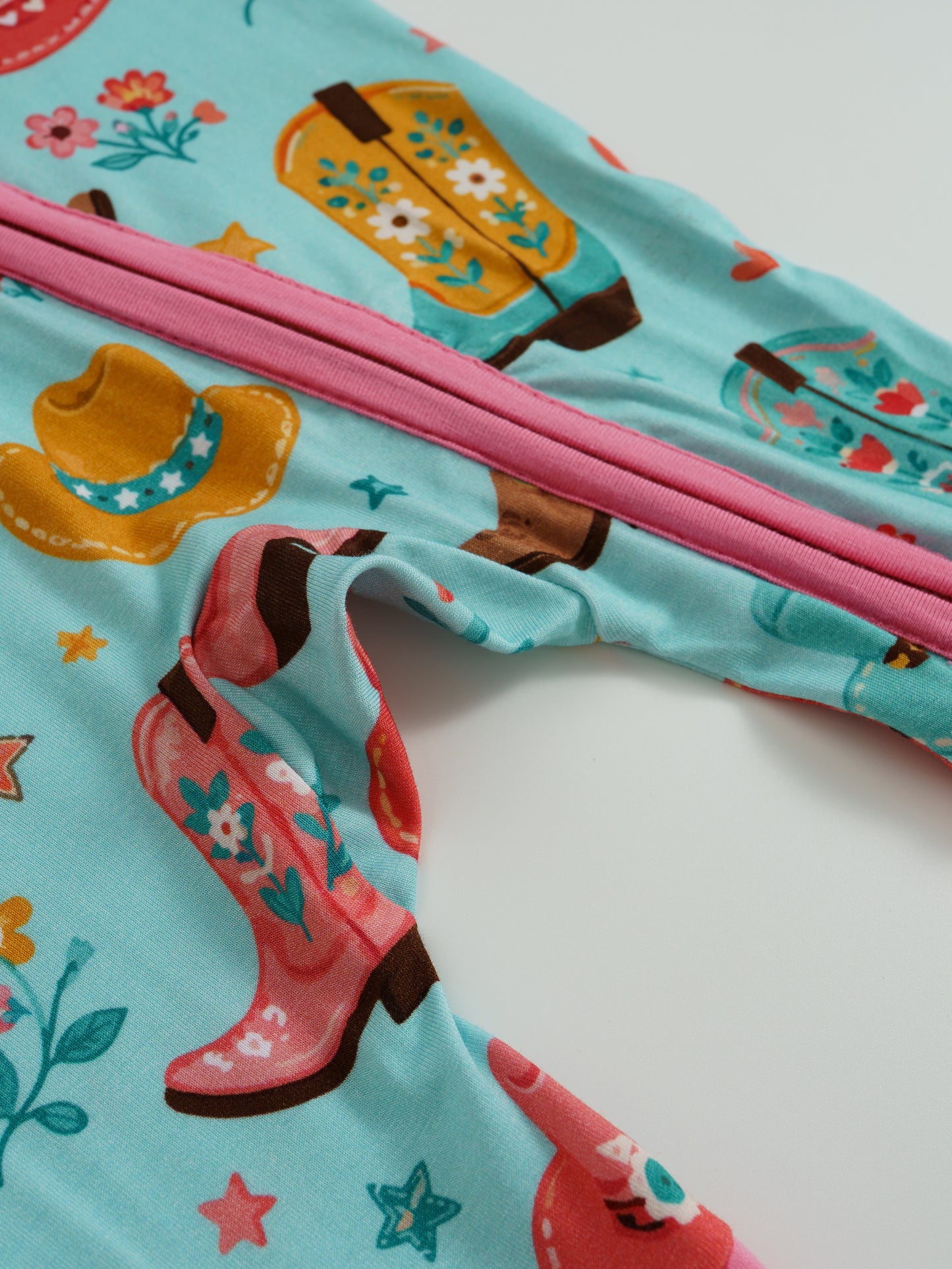 Cowgirl Cutie – Western Bamboo Zipper Sleeper – With Grippers