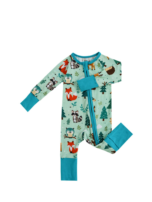 Bear Hugs – Forest Friends Bamboo Zipper Sleeper – Without Grippers