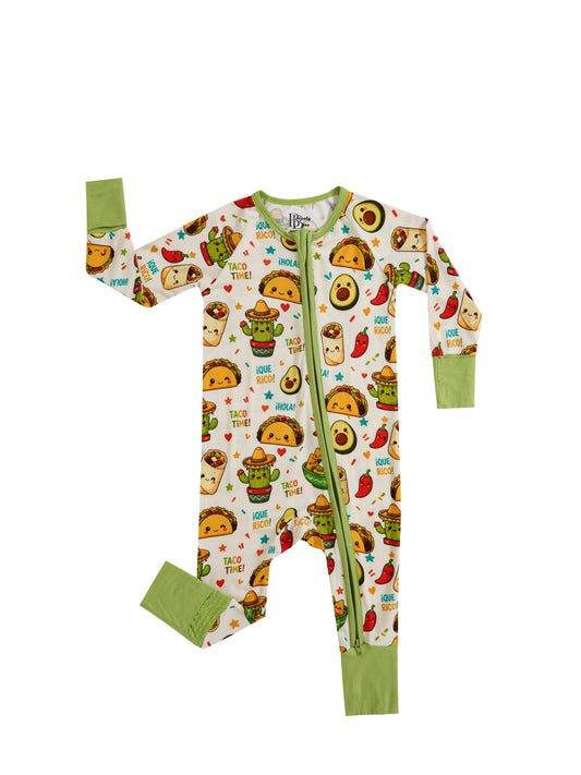 Taco Time – Foodie Bamboo Zipper Sleeper – With Grippers