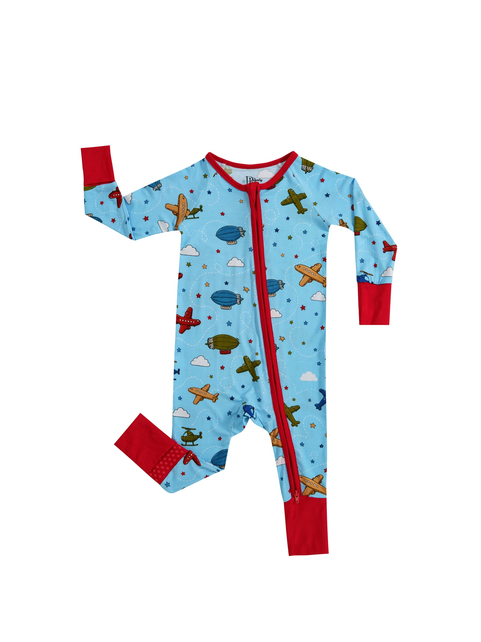 Little Aviators – Airplane Bamboo Zipper Sleeper – With Grippers