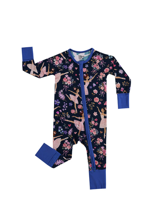 Midnight Ballerina Bamboo Zipper Sleeper – With Grippers