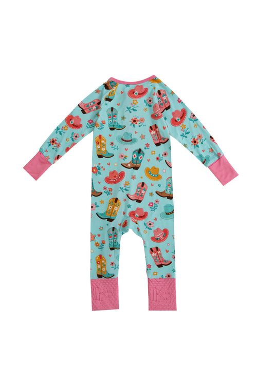 Cowgirl Cutie – Western Bamboo Zipper Sleeper – With Grippers
