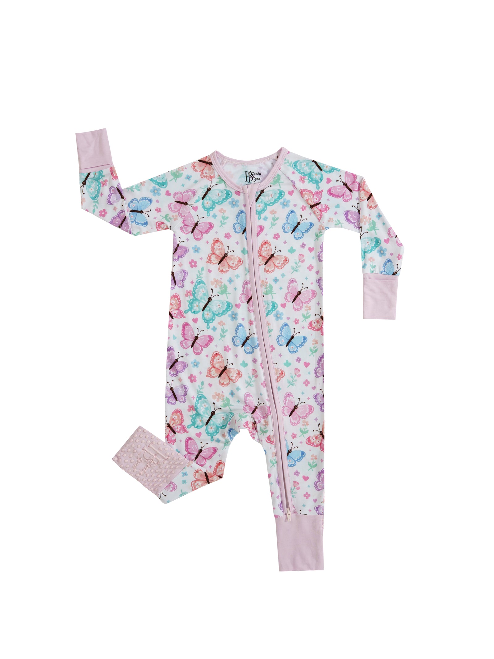 Butterfly Star – Butterfly Bamboo Zipper Sleeper – With Grippers