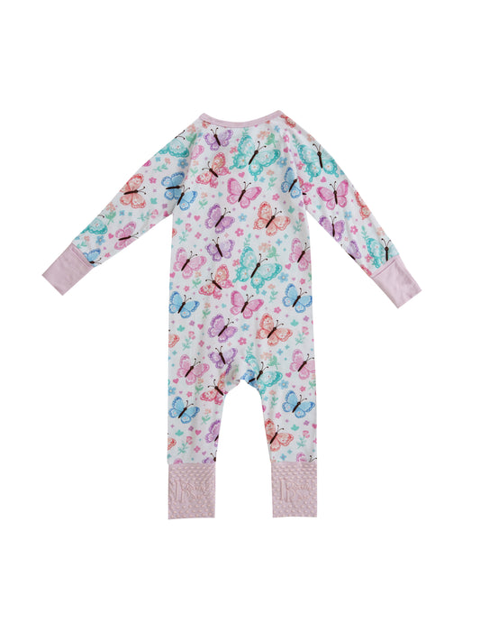 Butterfly Star – Butterfly Bamboo Zipper Sleeper – With Grippers