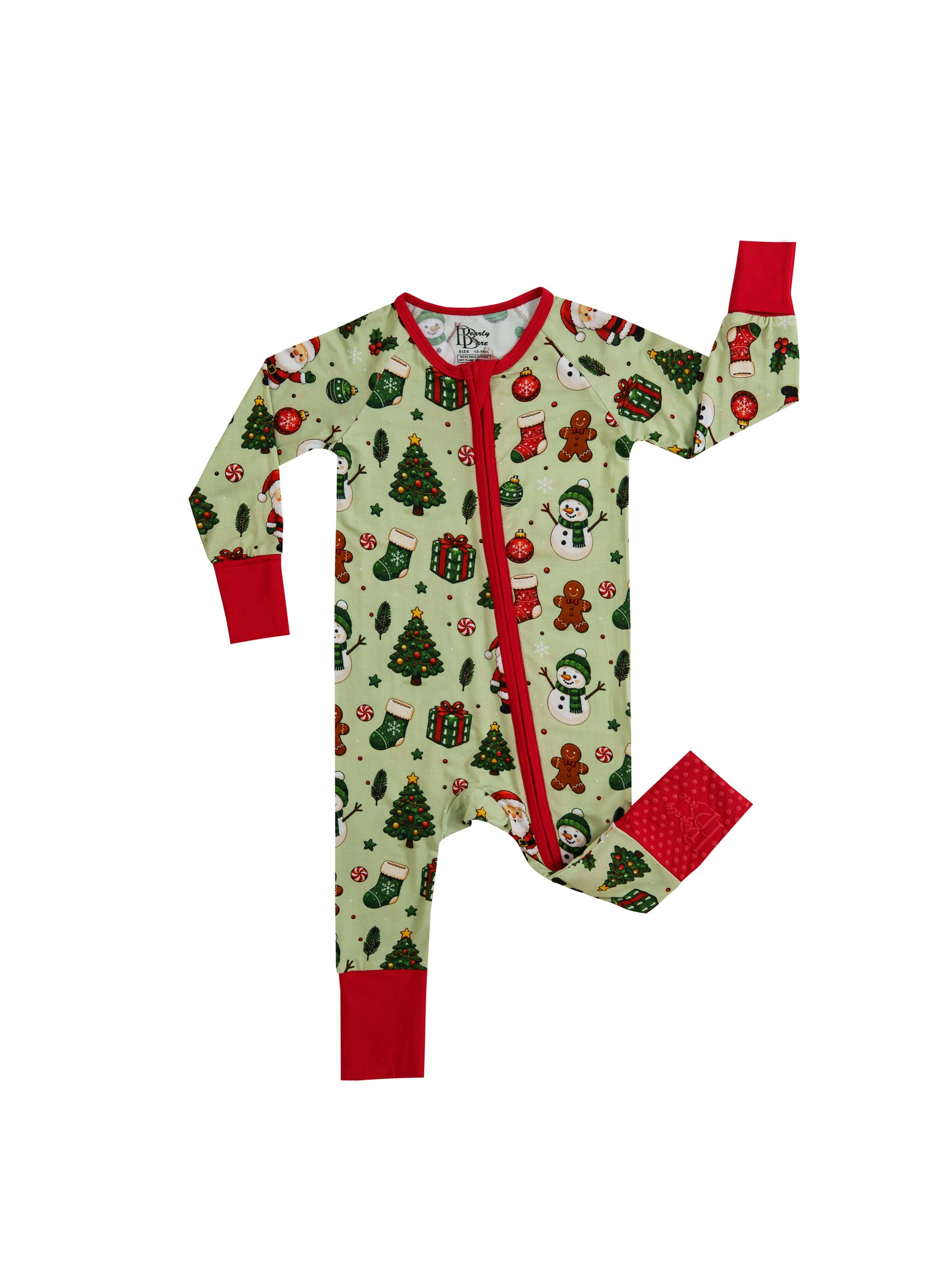Gingerbread Snow Day – Christmas Bamboo Zipper Sleeper – With Grippers