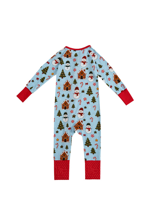 Christmas Cottage – Holiday Bamboo Zipper Sleeper – With Grippers
