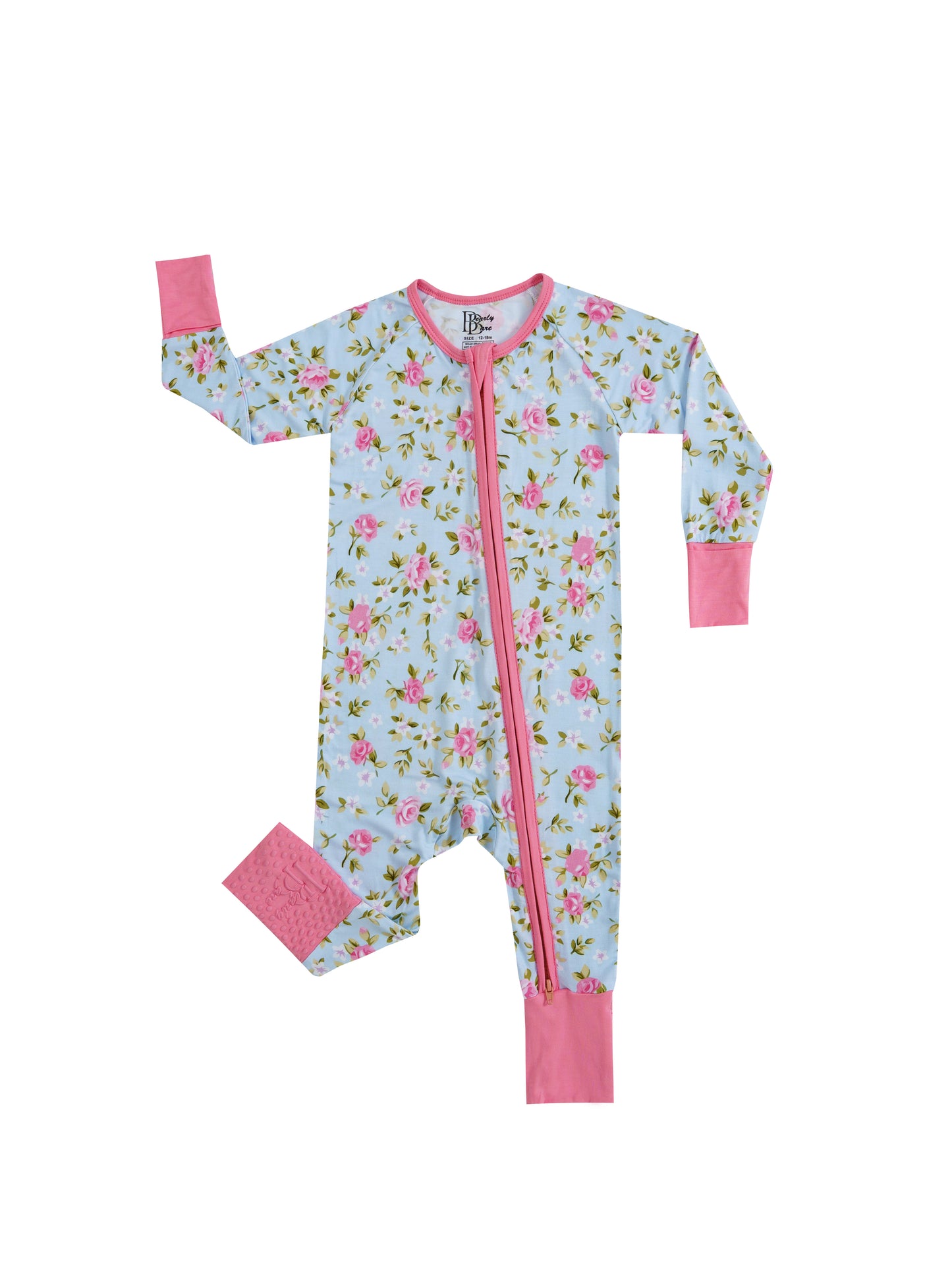 Rosie Bloom – Floral Bamboo Zipper Sleeper – With Grippers
