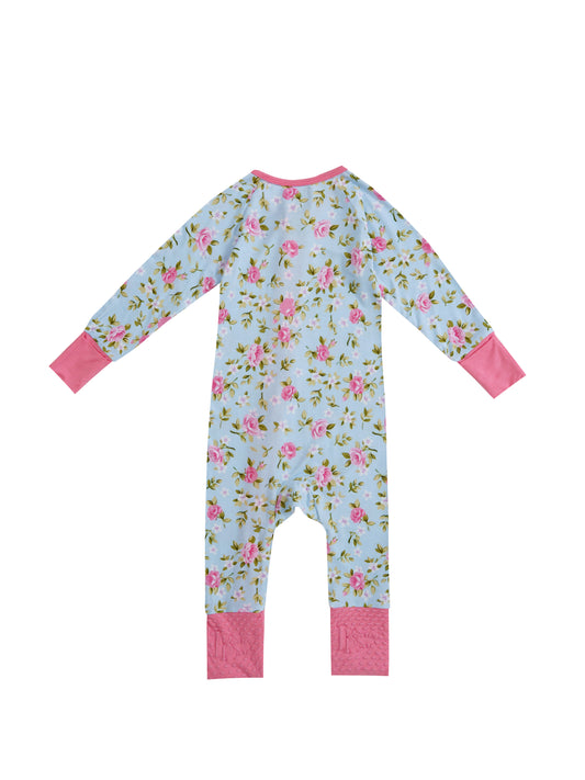 Rosie Bloom – Floral Bamboo Zipper Sleeper – With Grippers