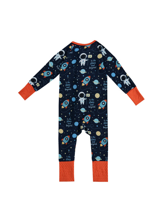 Astronaut Boy Bamboo Zipper Sleeper – With Grippers