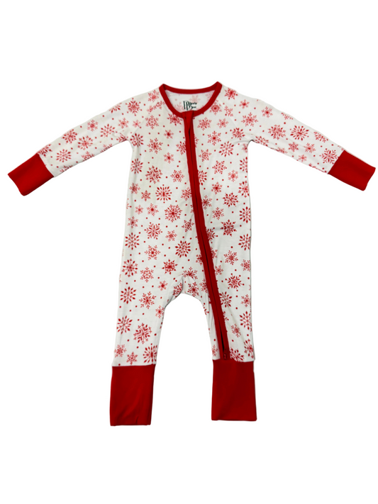 Snowflake Sparkle – Festive Baby Pajama Onesie