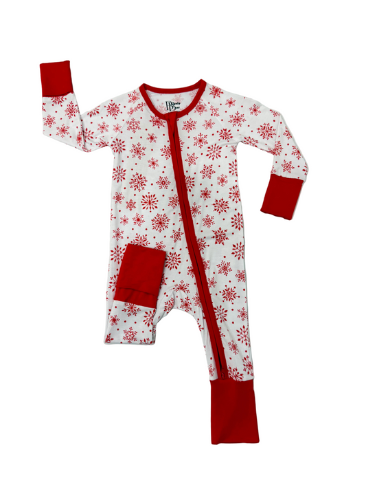 Snowflake Sparkle – Festive Baby Pajama Onesie