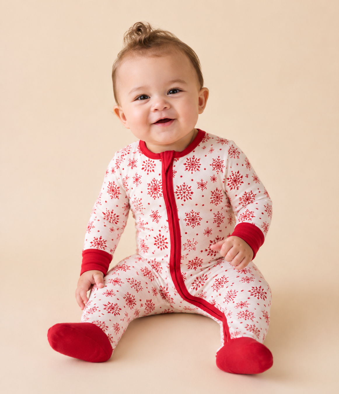 Snowflake Sparkle – Festive Baby Pajama Onesie